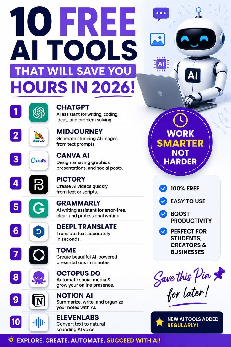 10 Free AI Tools That Will Save You Hours in 2026